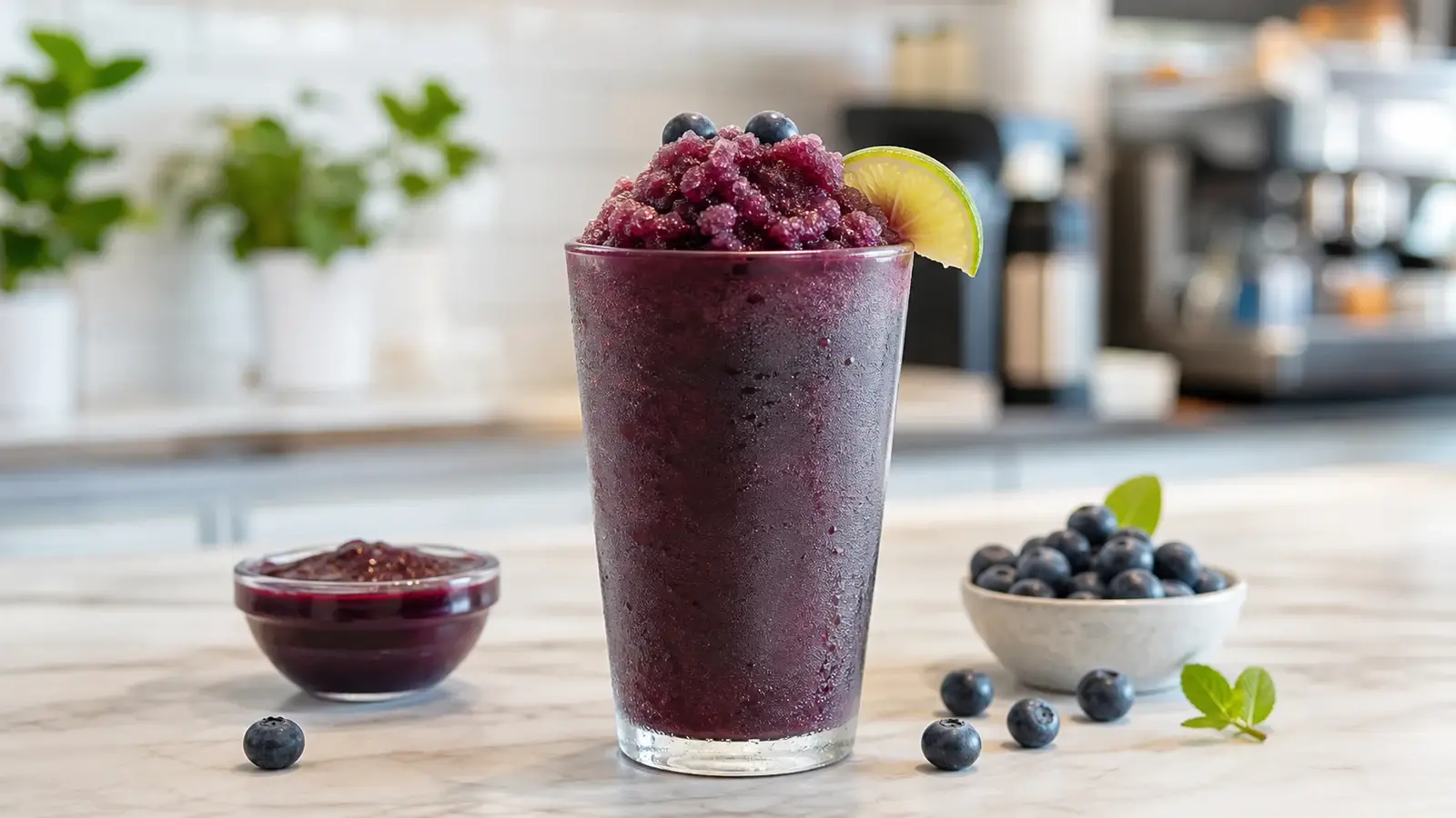 Granizado de blueberry con pulpa Pulpamia para cafeterias y restaurantes