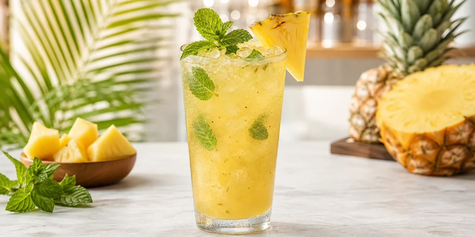 Limonada de pina con hierbabuena y pulpa Pulpamia para restaurantes