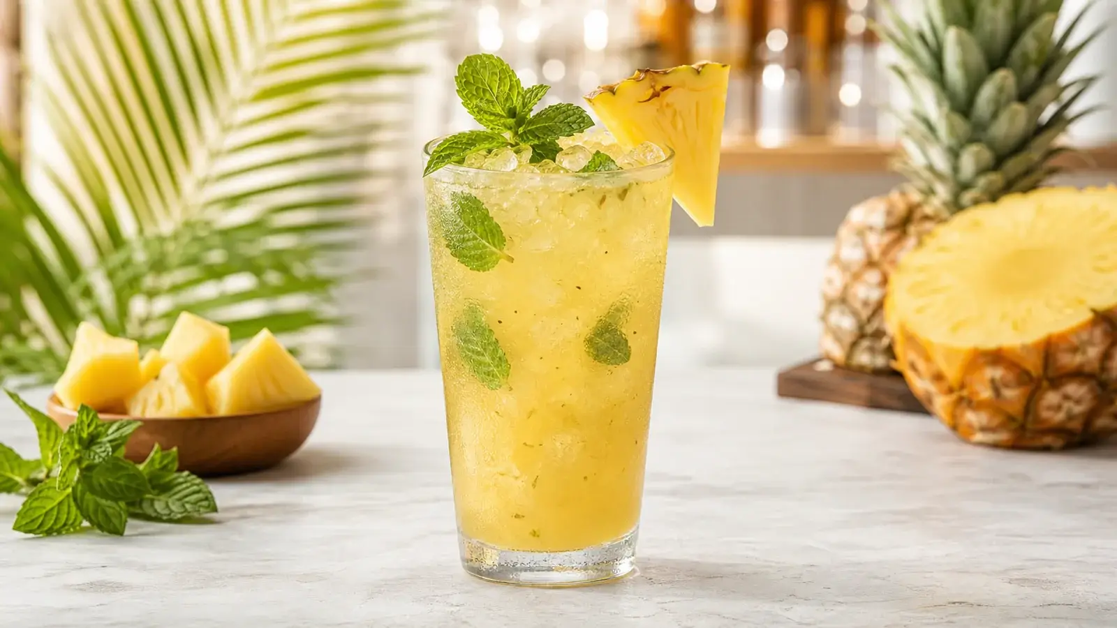 Limonada de pina con hierbabuena y pulpa Pulpamia para restaurantes