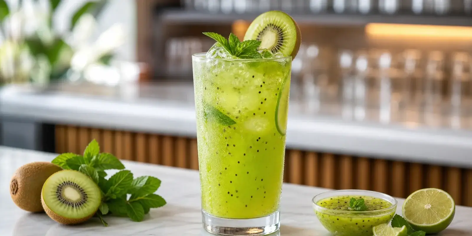Mocktail de kiwi con pulpa Pulpamia para restaurantes y bares