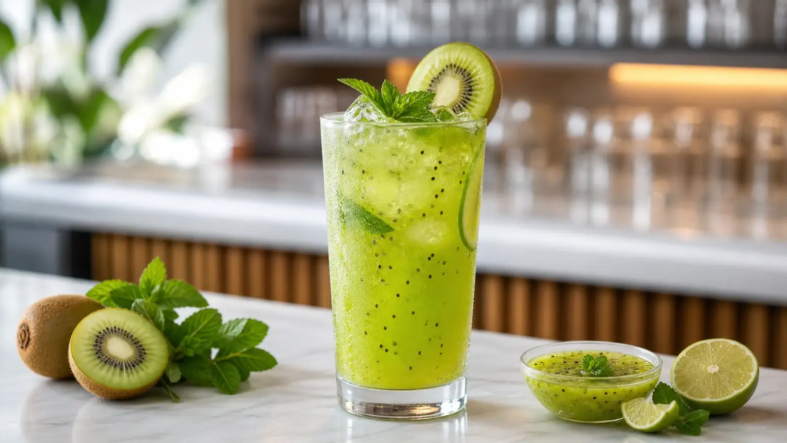 Mocktail de kiwi con pulpa Pulpamia para restaurantes y bares