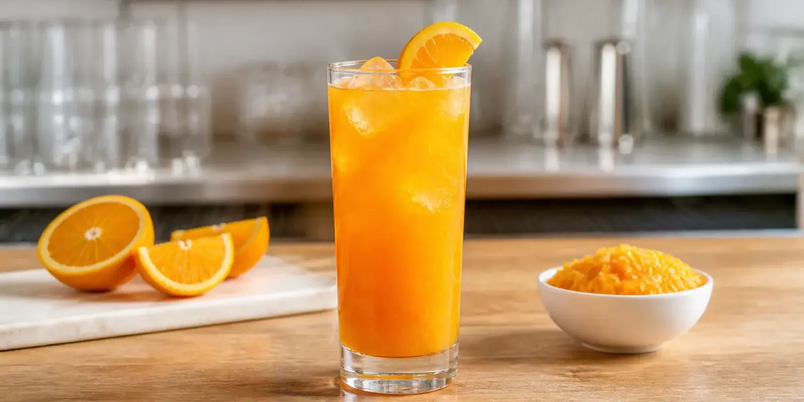 Mocktail de naranja con pulpa Pulpamia para restaurantes