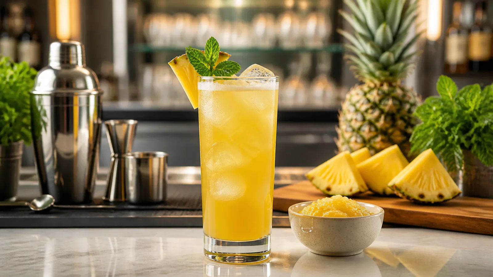 Mocktail de piña con pulpa Pulpamia para bares