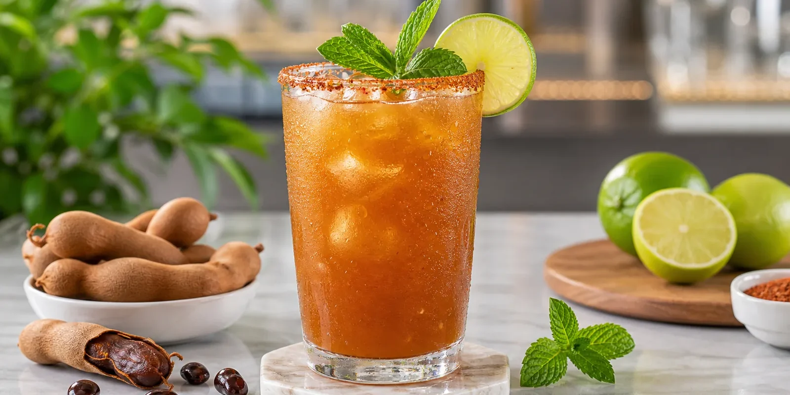 Mocktail de tamarindo con pulpa Pulpamia para bares y restaurantes