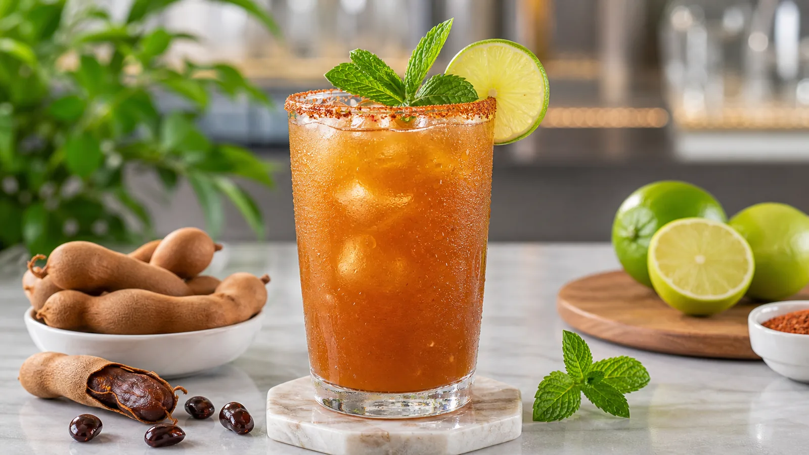 Mocktail de tamarindo con pulpa Pulpamia para bares y restaurantes