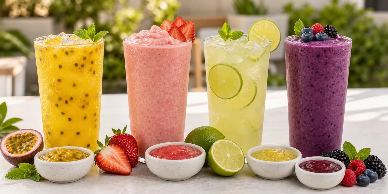 Pulpa para bebidas de verano Pulpamia en menú de restaurante