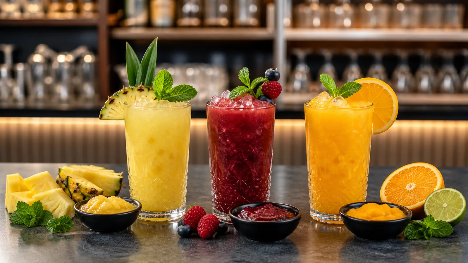 Pulpa para mocktails en bares con bebidas sin alcohol Pulpamia