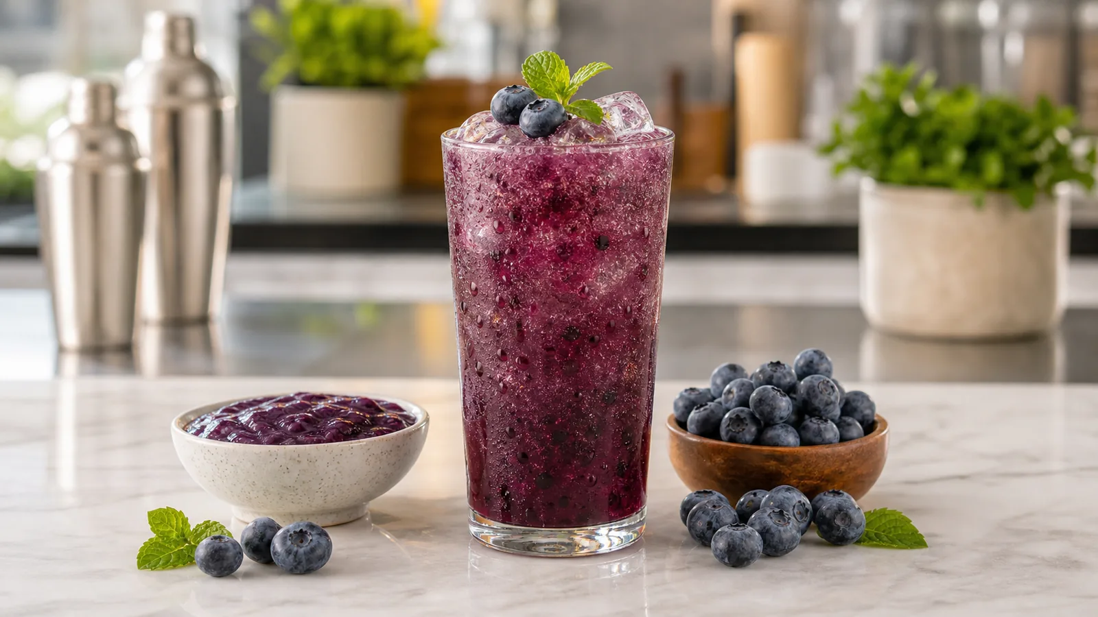 Soda de blueberry con pulpa Pulpamia para bares y cafeterías