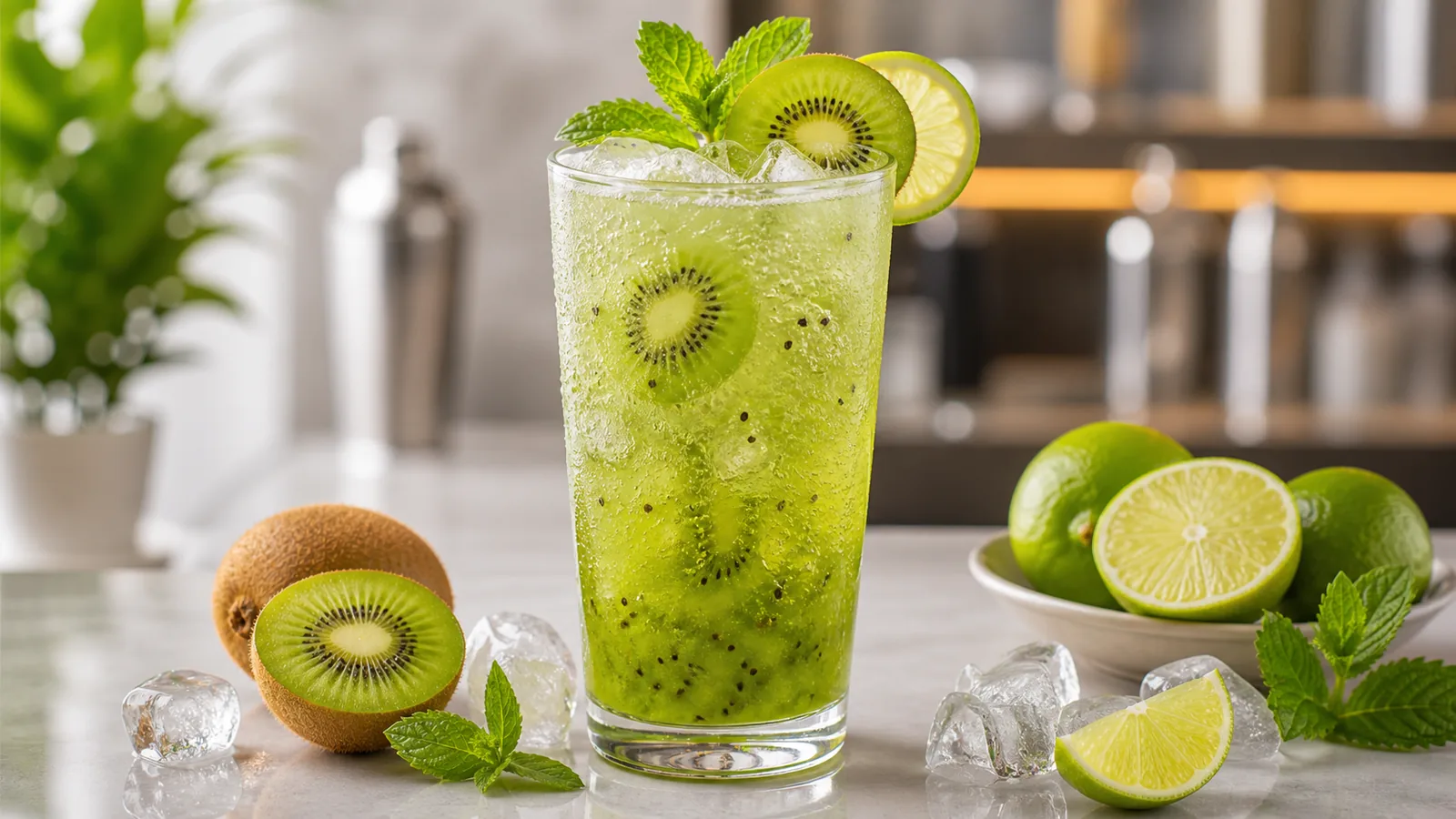 Soda de kiwi con pulpa Pulpamia para cafeterias y bares