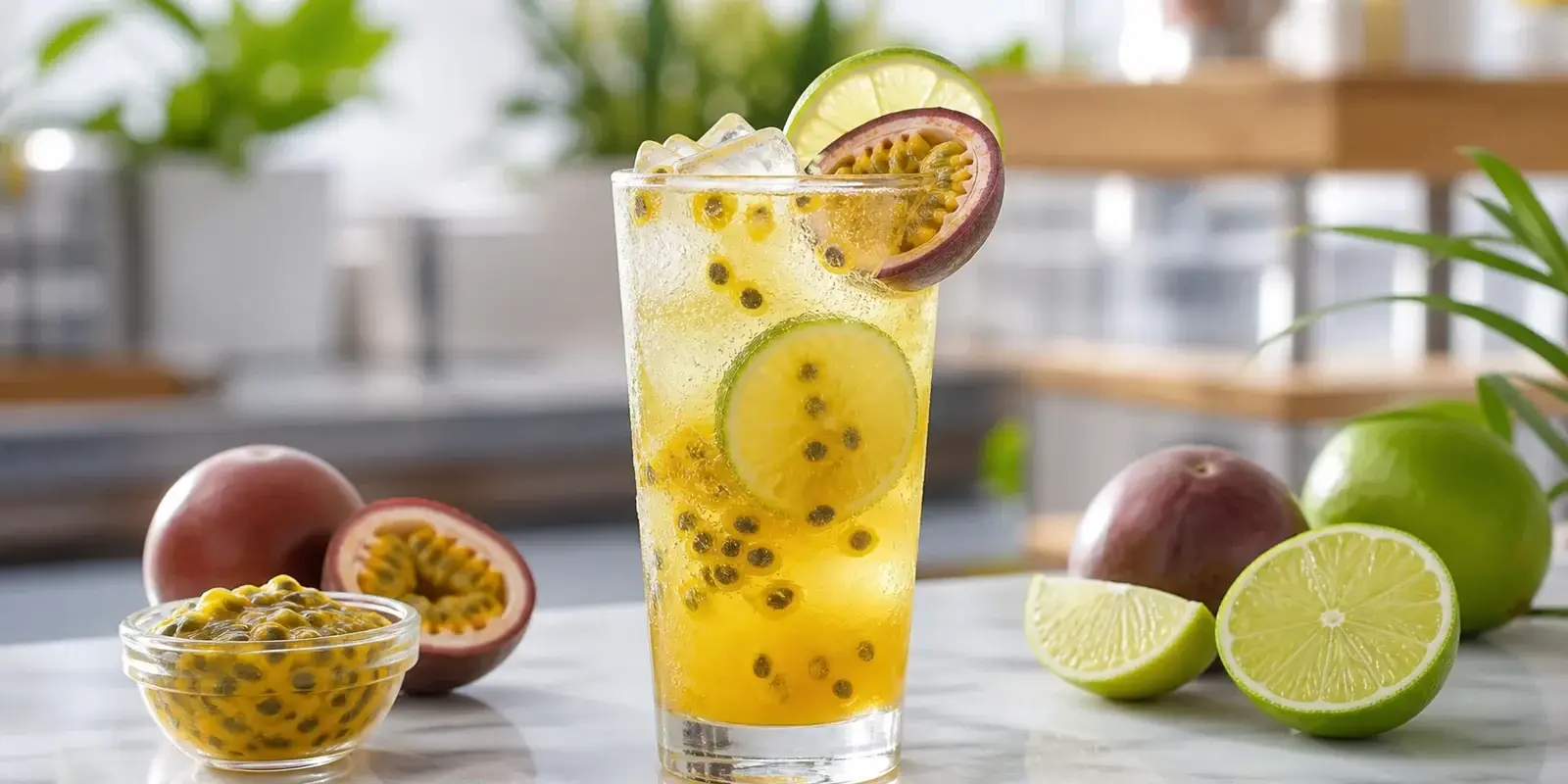 Soda de maracuya con limon y pulpa Pulpamia para restaurantes