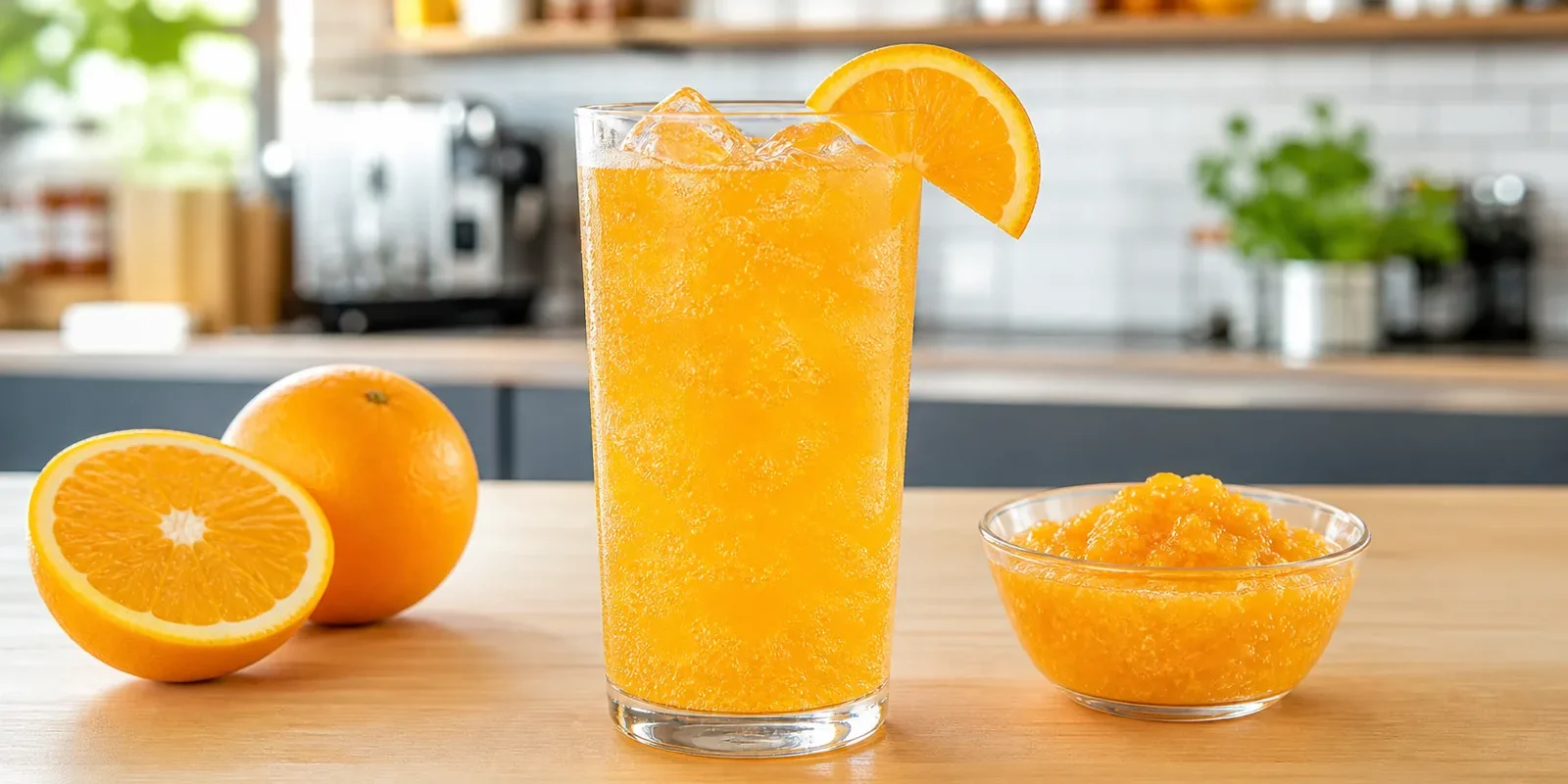 Soda de naranja con pulpa Pulpamia para negocio de bebidas