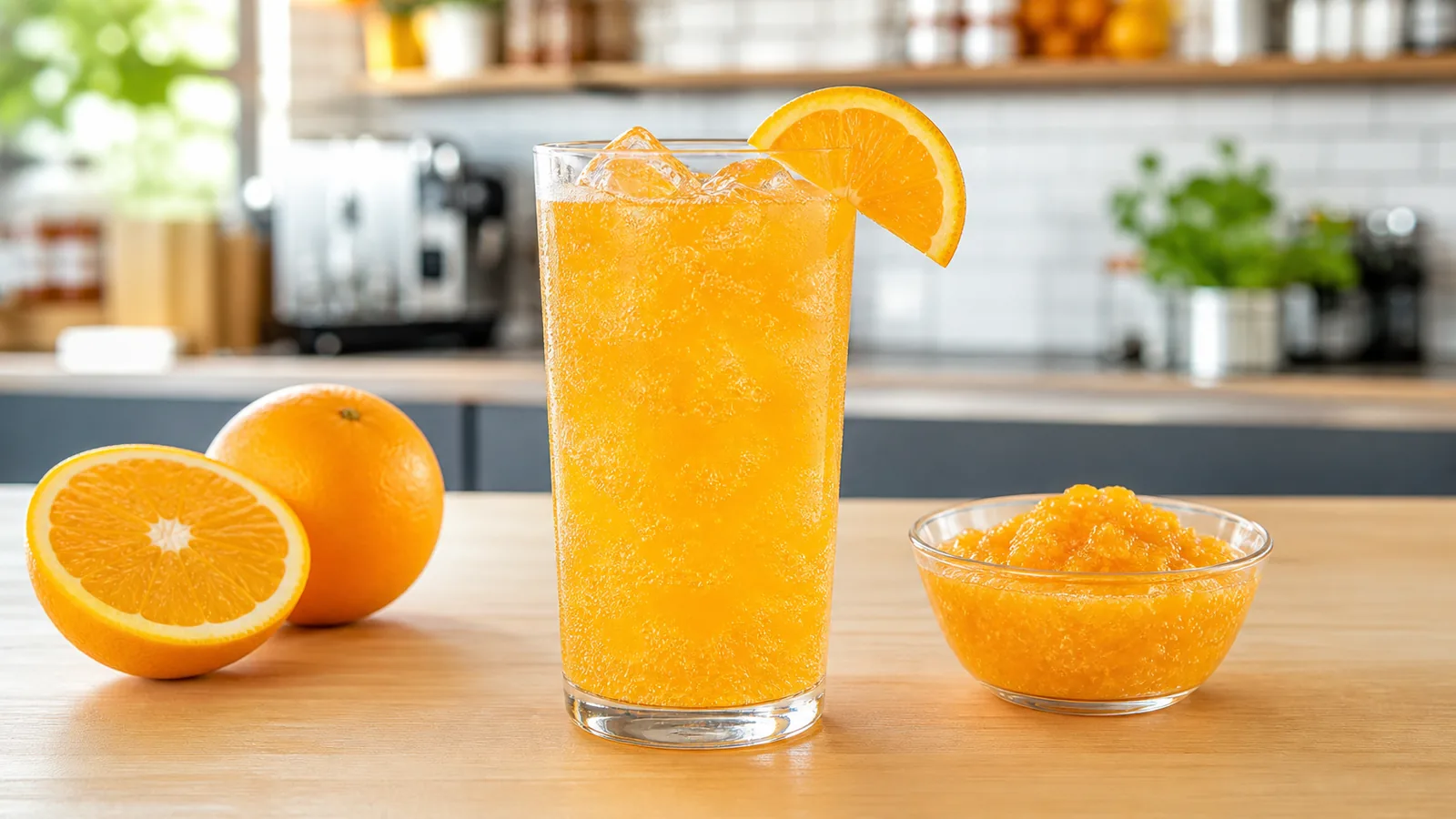 Soda de naranja con pulpa Pulpamia para negocio de bebidas