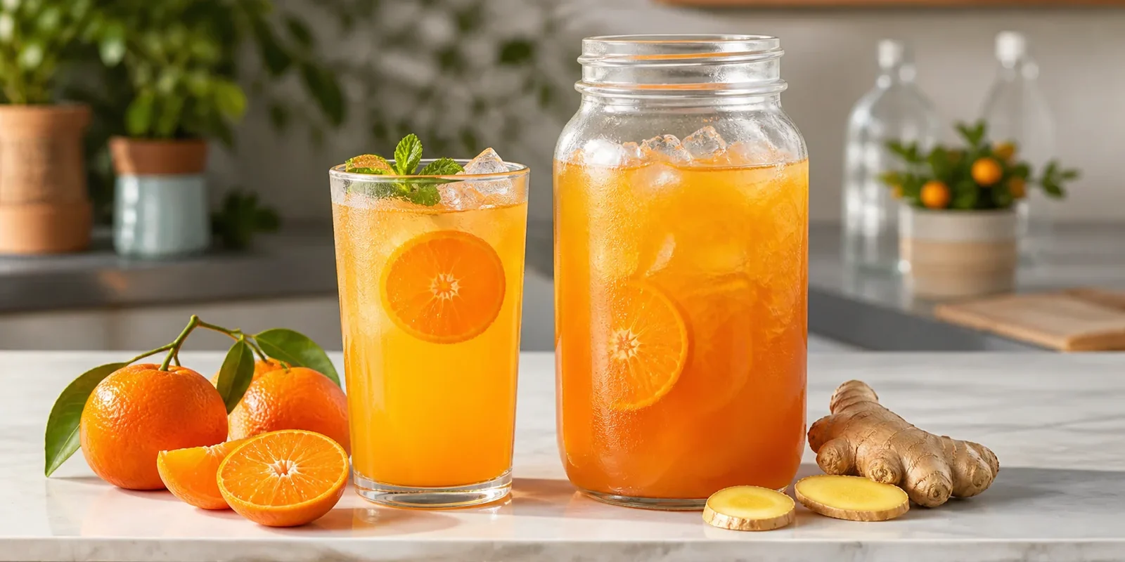 Agua fresca de mandarina con jengibre y pulpa Pulpamia para restaurantes