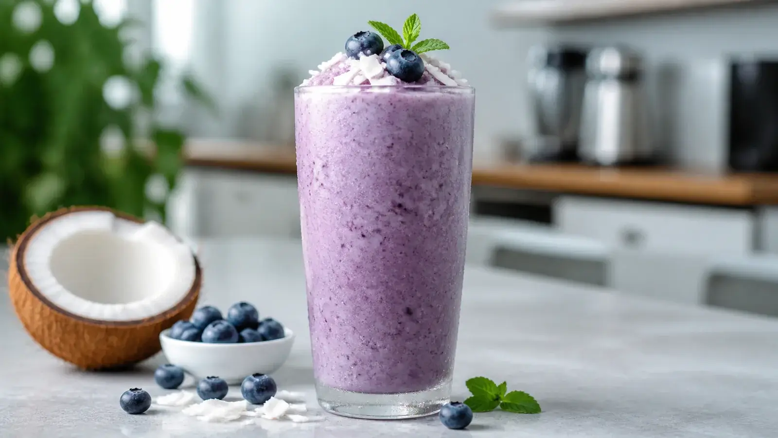 Frappe de blueberry con coco y pulpa Pulpamia para cafeterias