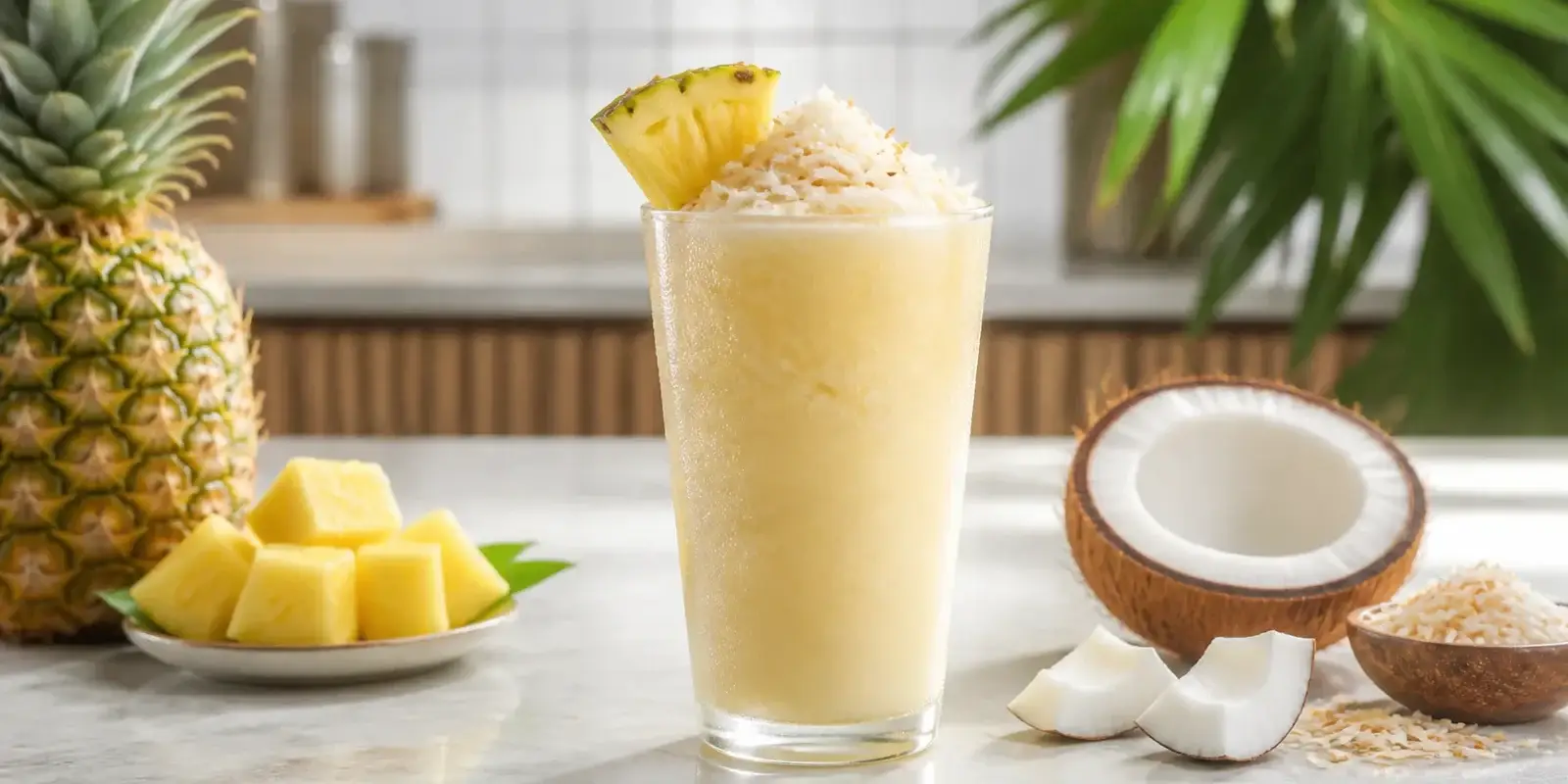 Frappe de coco con pina y pulpa Pulpamia para hoteles