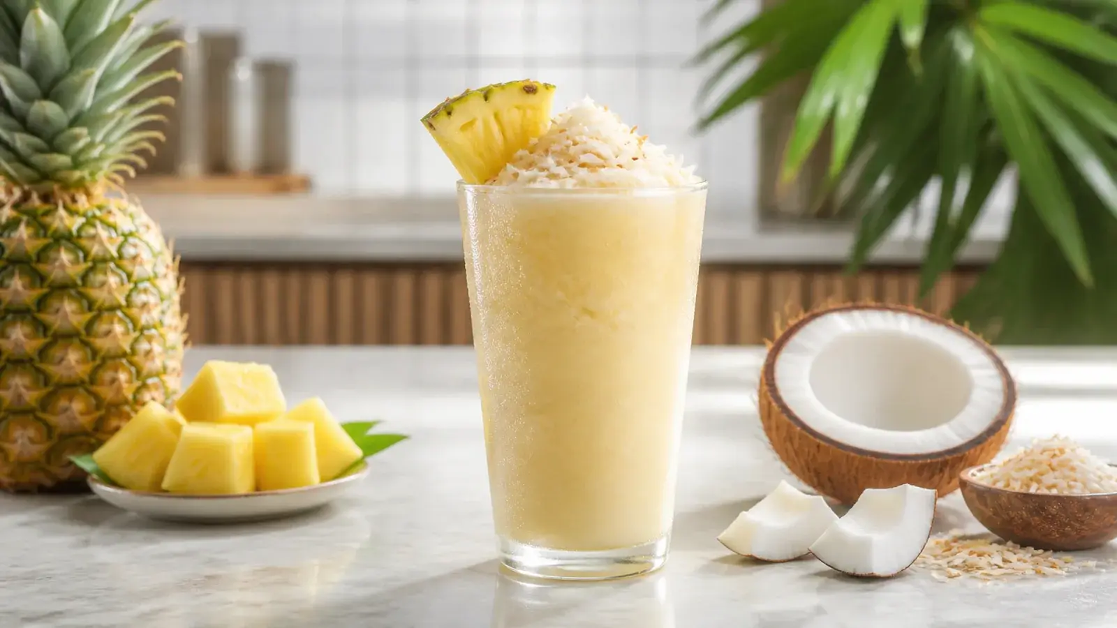 Frappe de coco con pina y pulpa Pulpamia para hoteles