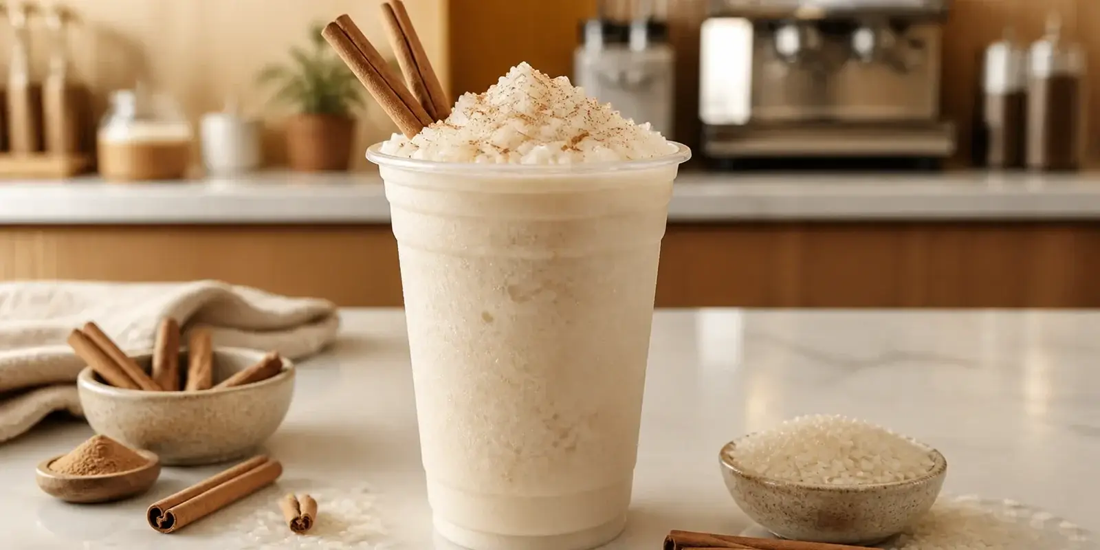 Frappe de horchata con canela y pulpa Pulpamia para cafeterias