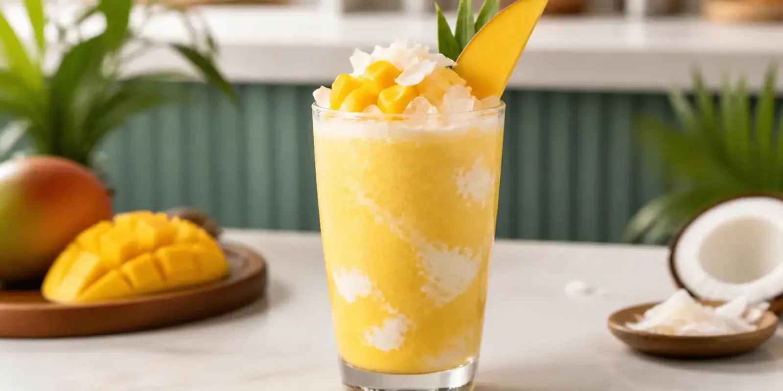 Frappe de mango con coco y pulpa Pulpamia para cafeterias