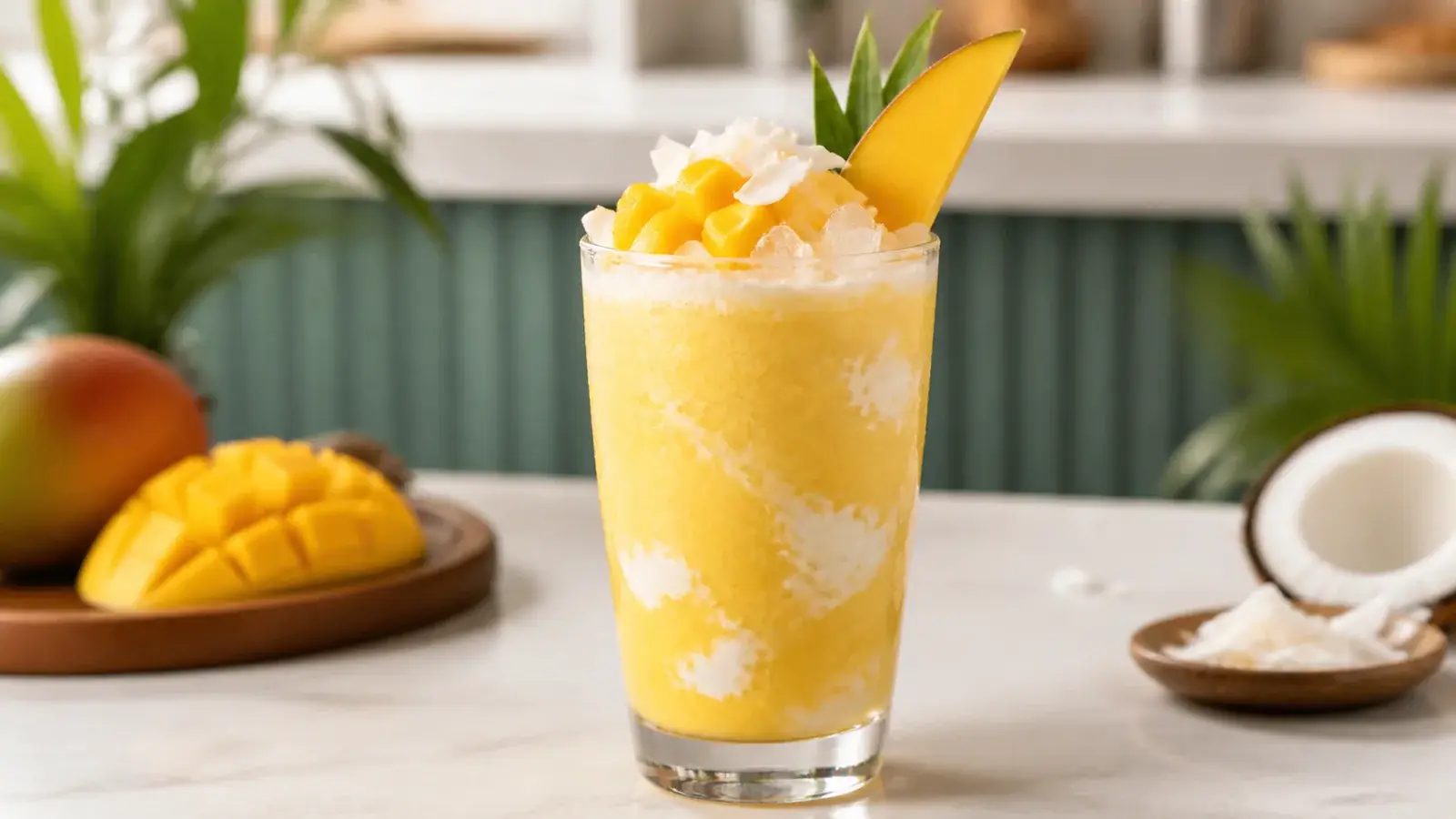 Frappe de mango con coco y pulpa Pulpamia para cafeterias