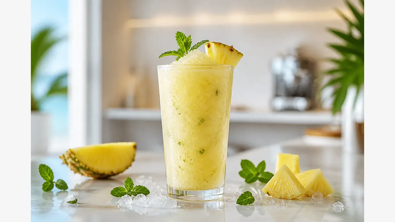 Granizado de pina con hierbabuena y pulpa Pulpamia para hoteles