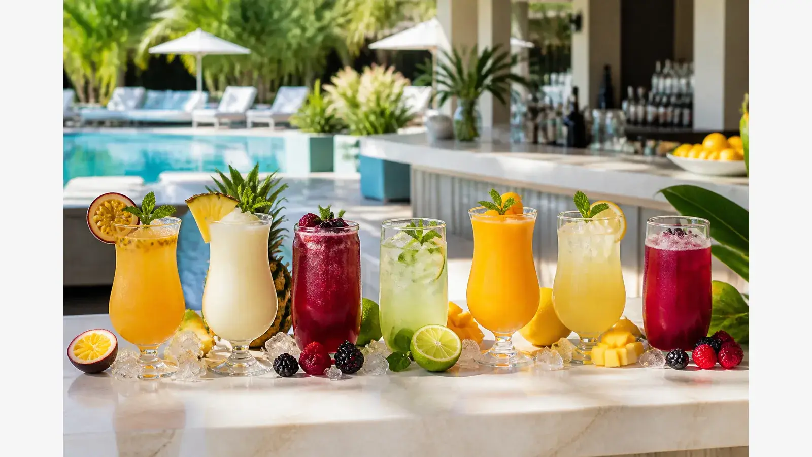 Pulpa para bebidas de alberca en hoteles con bebidas frias Pulpamia