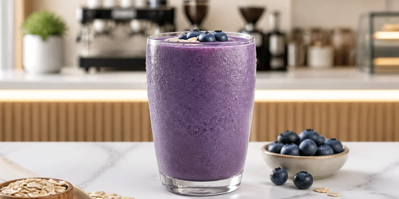 Smoothie de blueberry con avena y pulpa Pulpamia para cafeterias