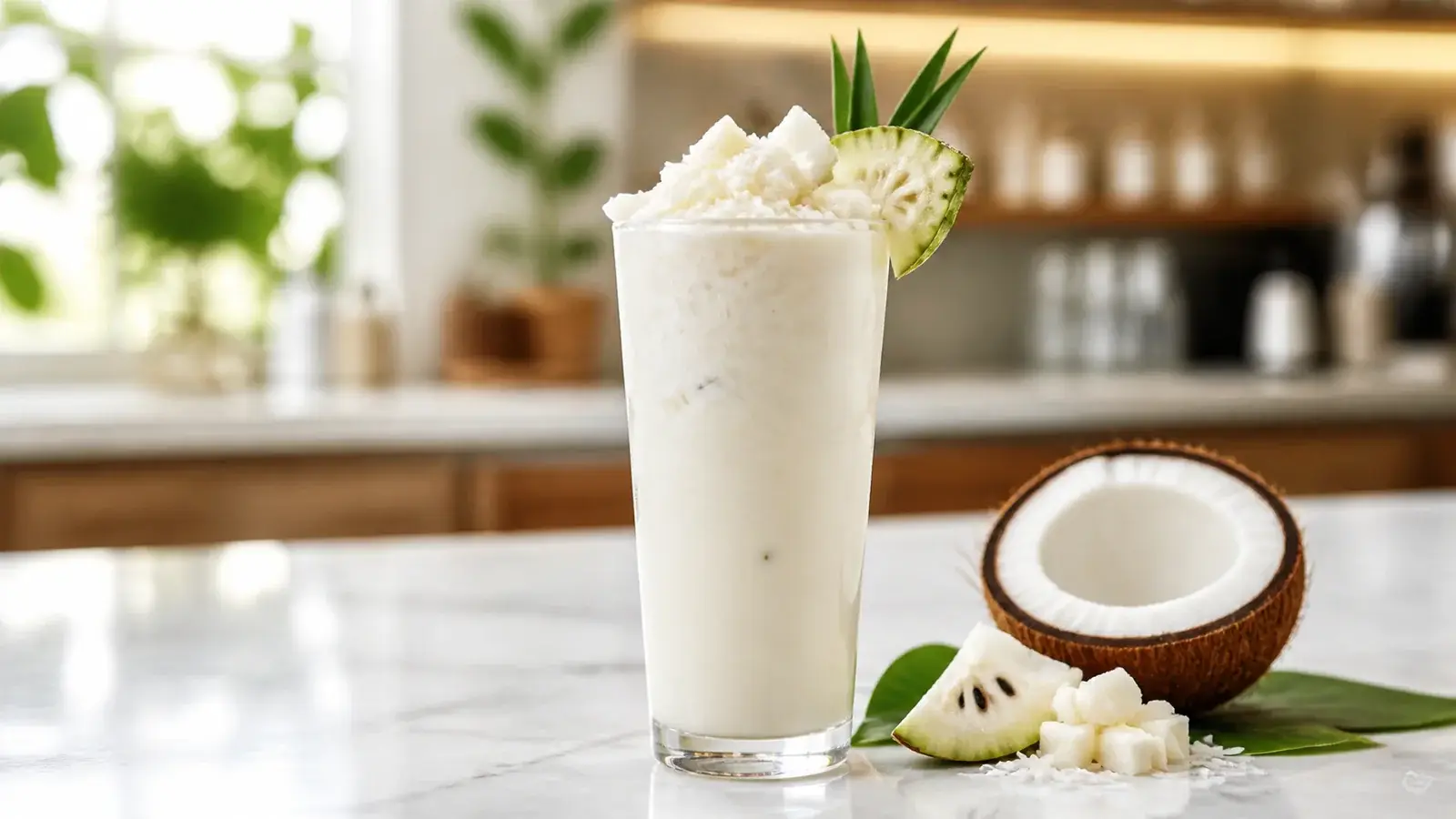 Smoothie de guanabana con coco y pulpa Pulpamia para hoteles