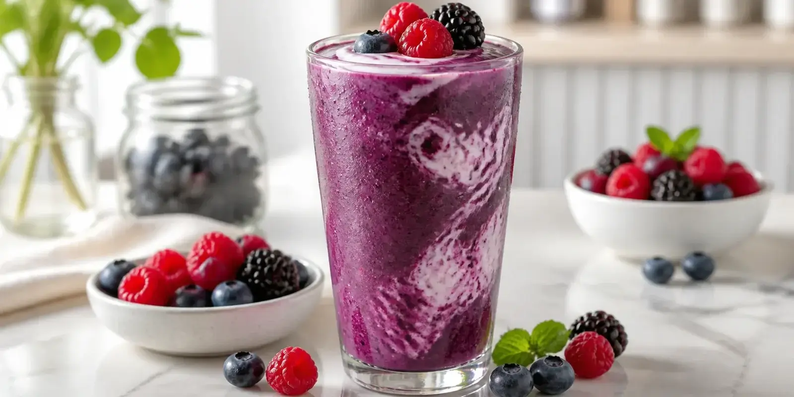 Smoothie de mixberry con yogurt y pulpa Pulpamia para cafeterias