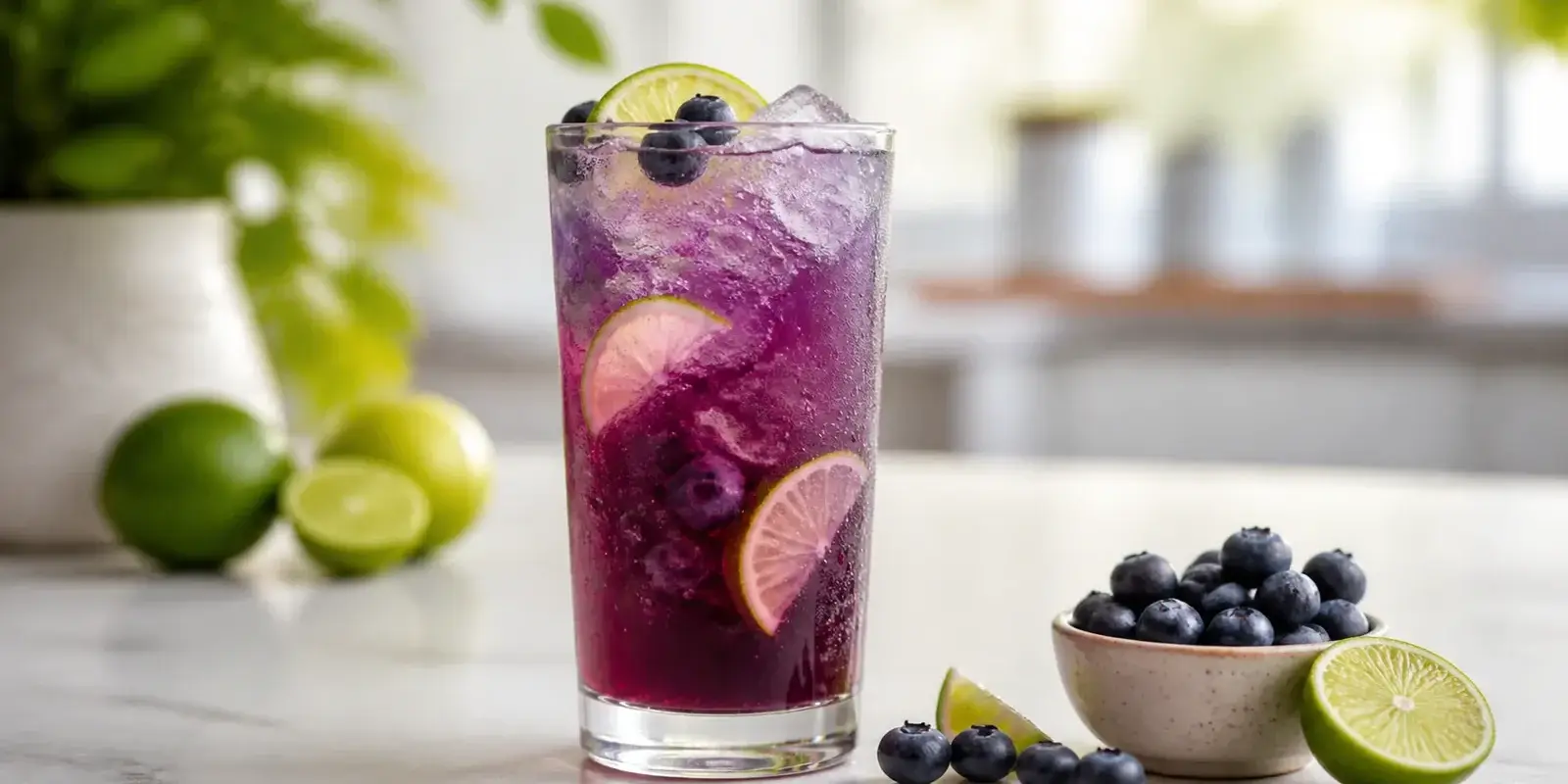 Soda de blueberry con limon y pulpa Pulpamia para cafeterias