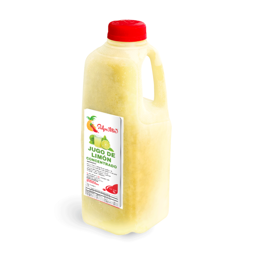 Botella de jugo de limón concentrado marca Pulpamia.