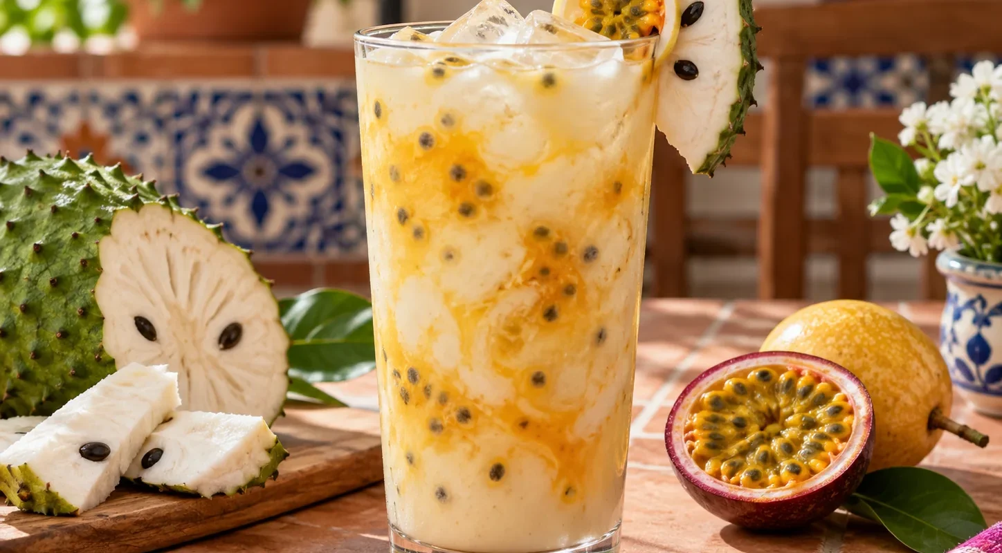 Agua fresca de guanabana con maracuya y pulpa Pulpamia para restaurantes