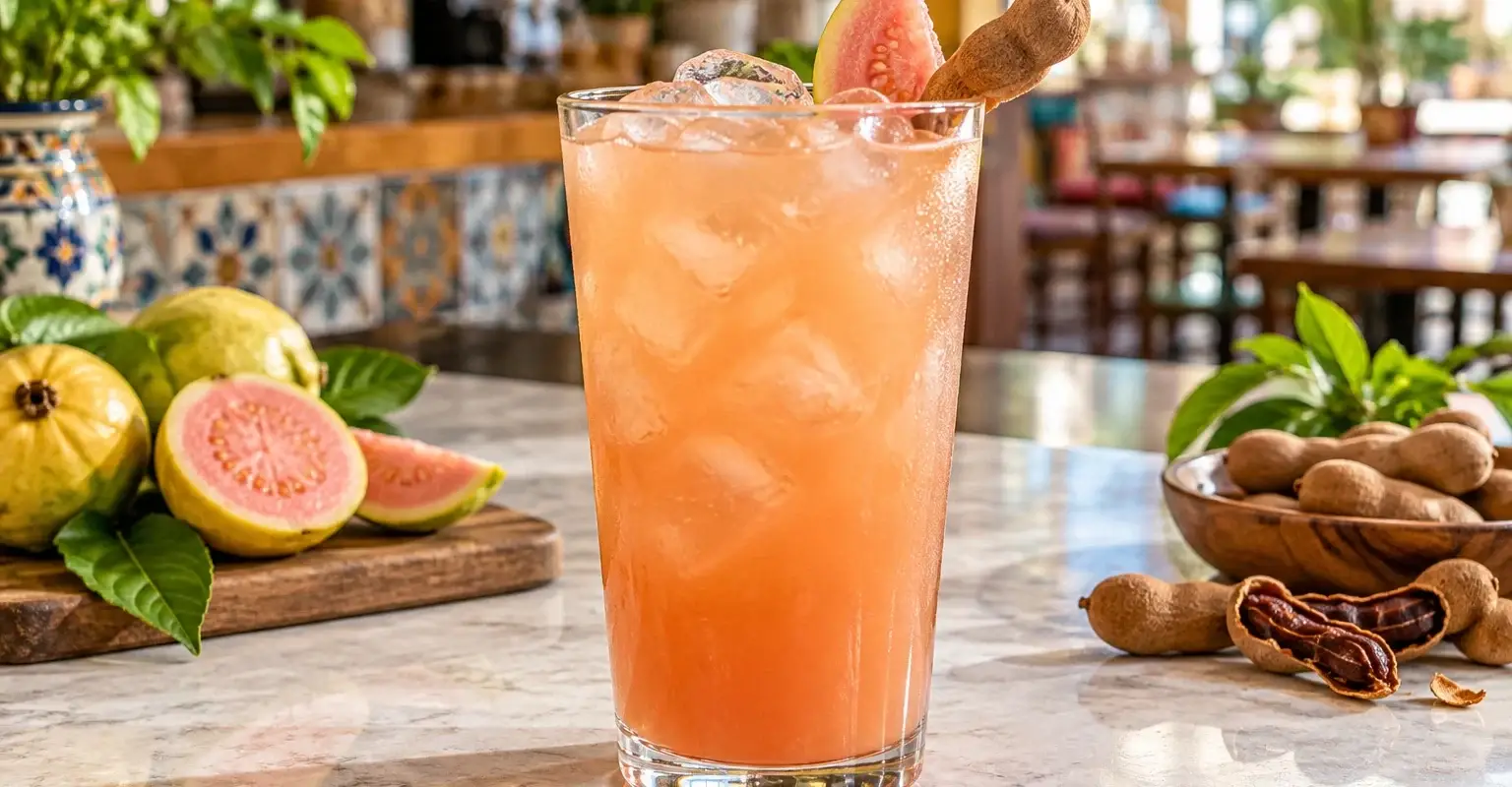 Agua fresca de guayaba con tamarindo y pulpa Pulpamia para restaurantes