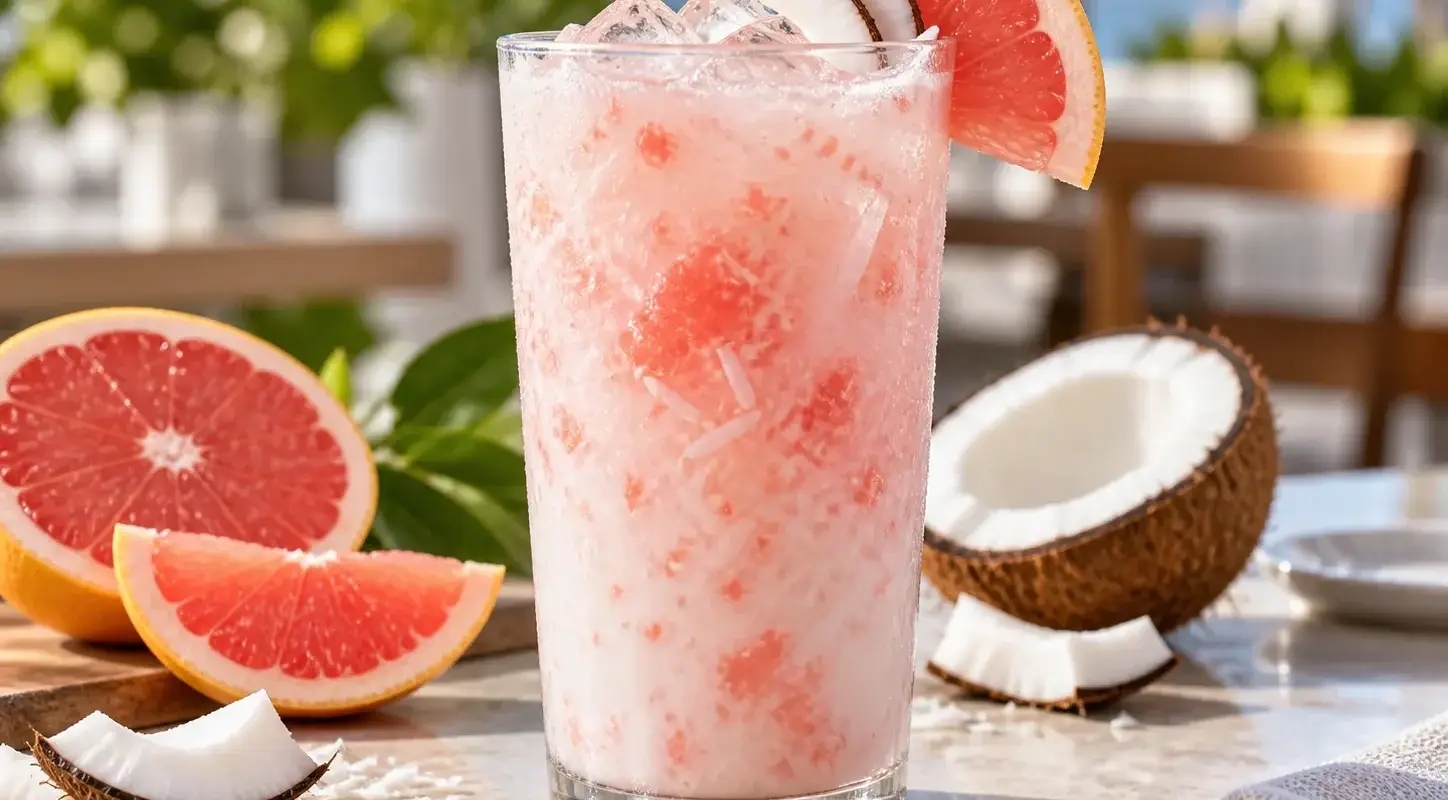 Agua fresca de toronja con coco y pulpa Pulpamia para restaurantes