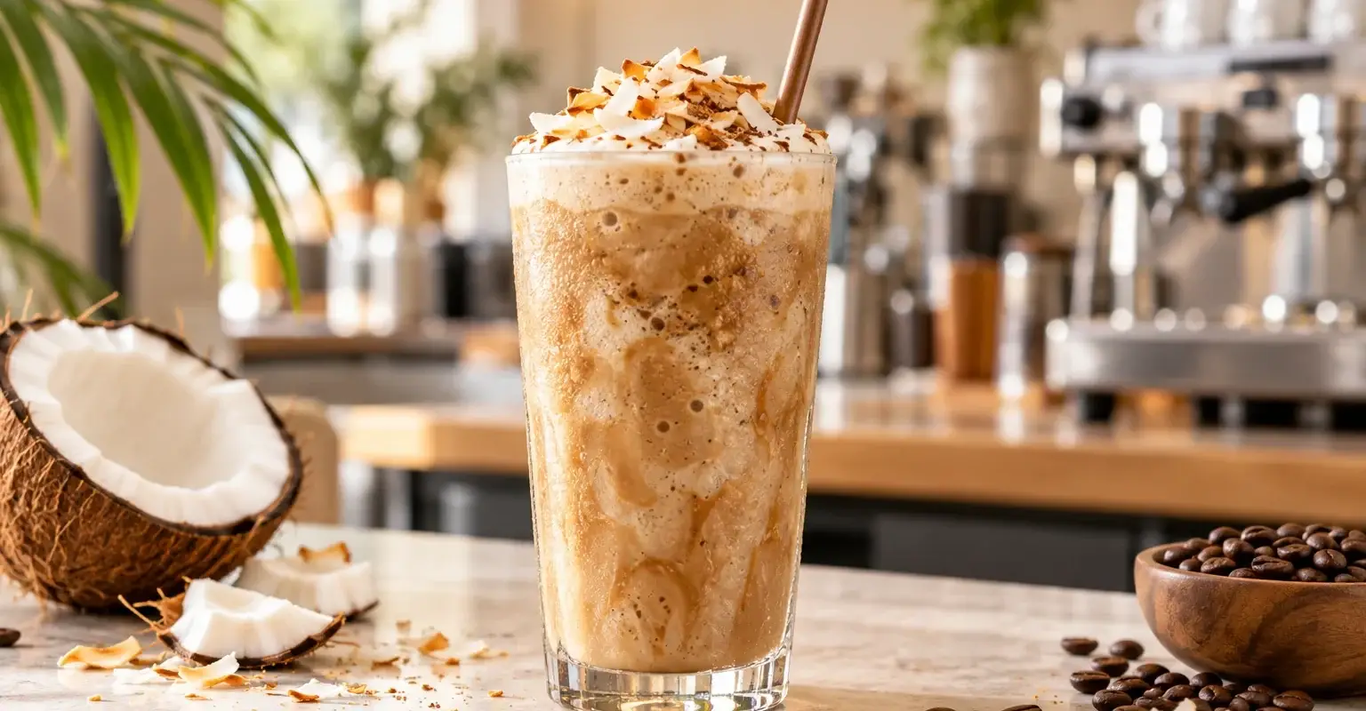 Frappe de coco con cafe y pulpa Pulpamia para cafeterias