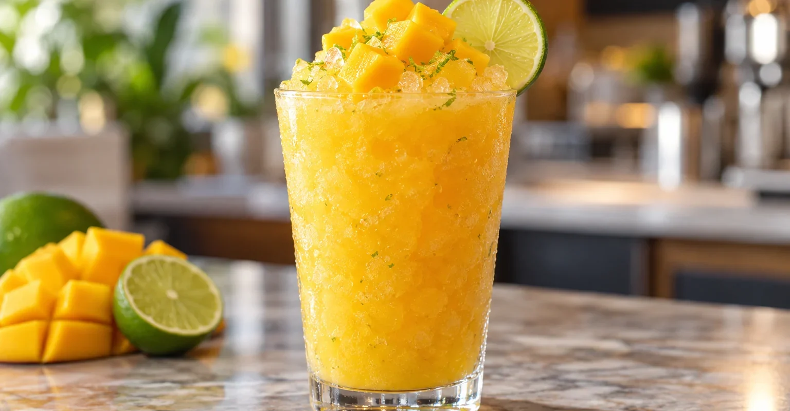 Granizado de mango con limon y pulpa Pulpamia para cafeterias