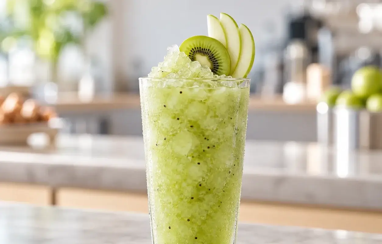 Granizado de manzana con kiwi y pulpa Pulpamia para cafeterias