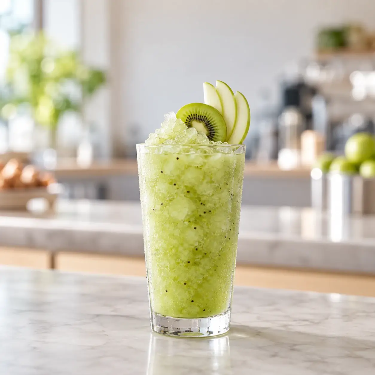 Granizado de manzana con kiwi y pulpa Pulpamia para cafeterias