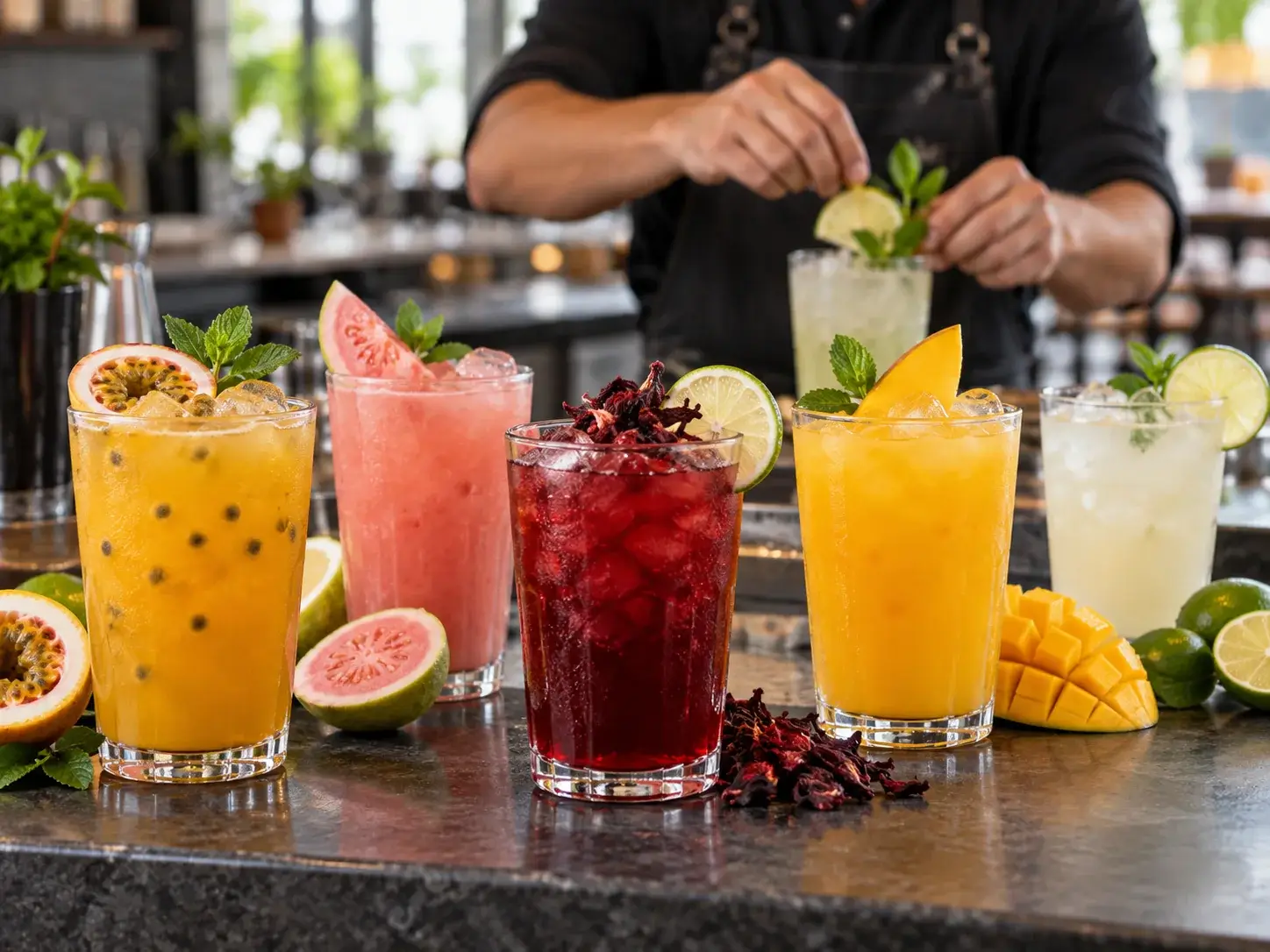 Pulpa para bebidas de barra sin alcohol en restaurantes con Pulpamia