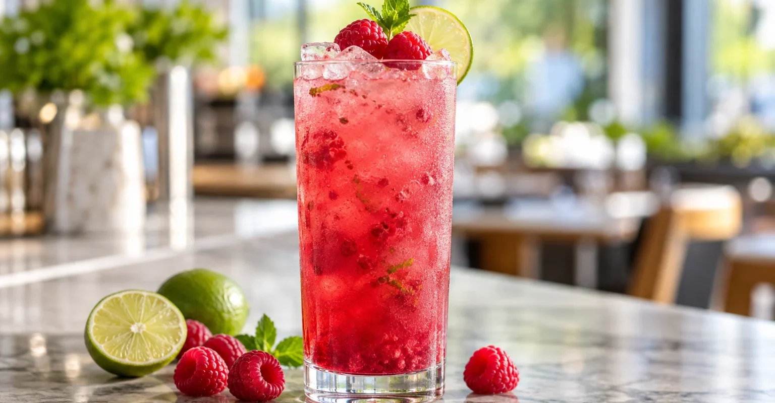 Refresher de frambuesa con limon y pulpa Pulpamia para restaurantes