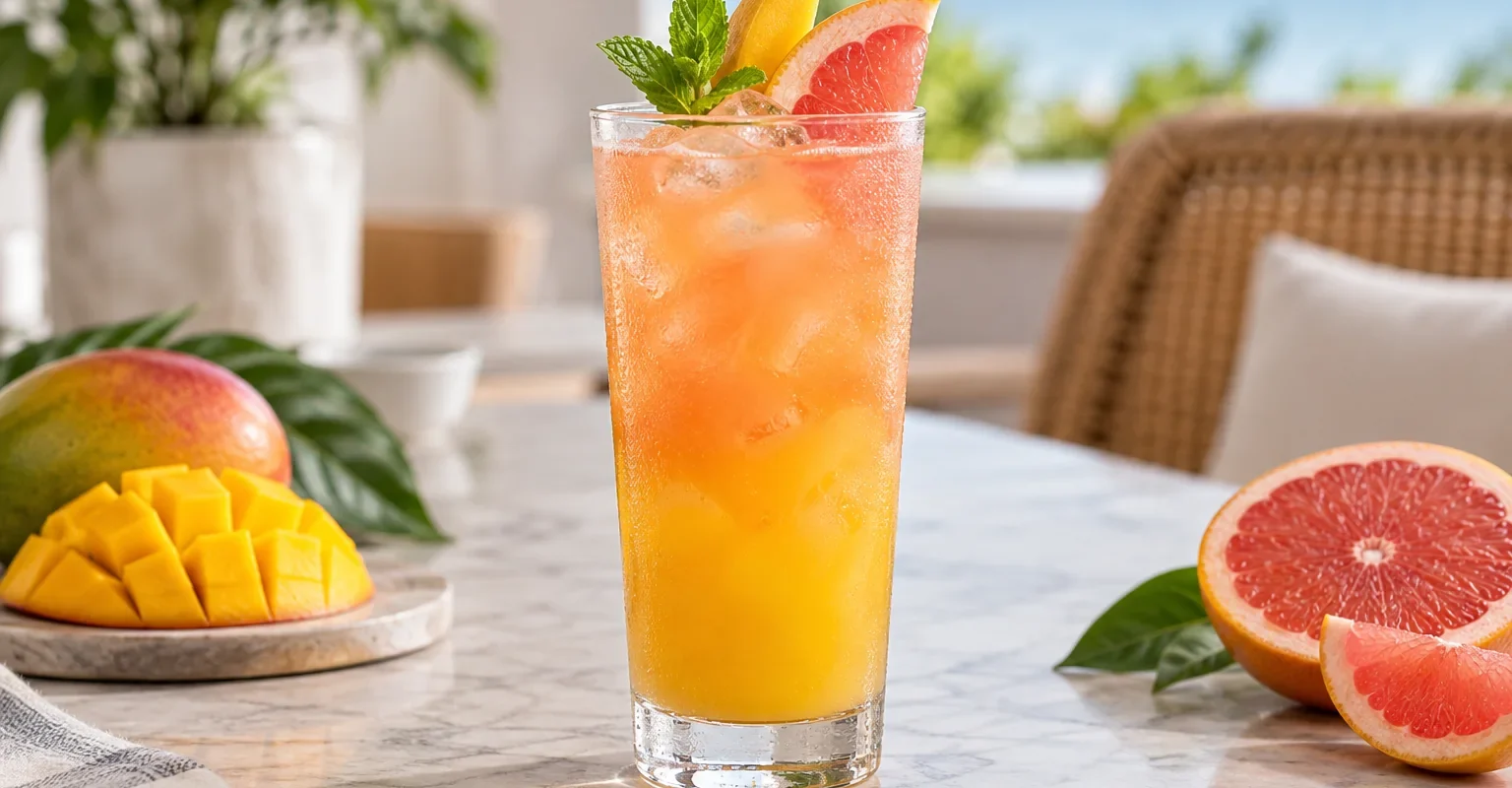 Refresher de mango con toronja y pulpa Pulpamia para restaurantes