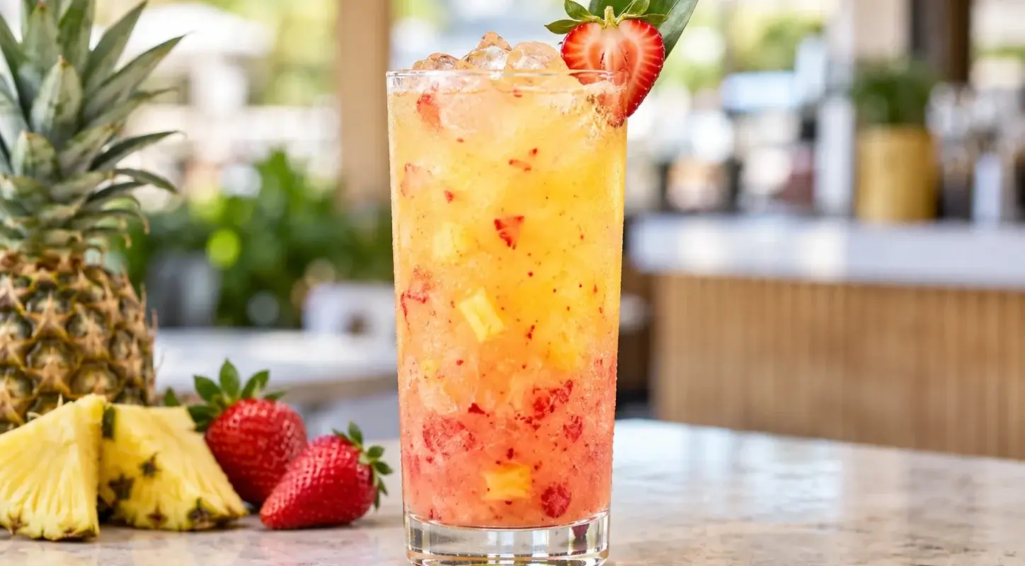 Refresher de pina con fresa y pulpa Pulpamia para restaurantes