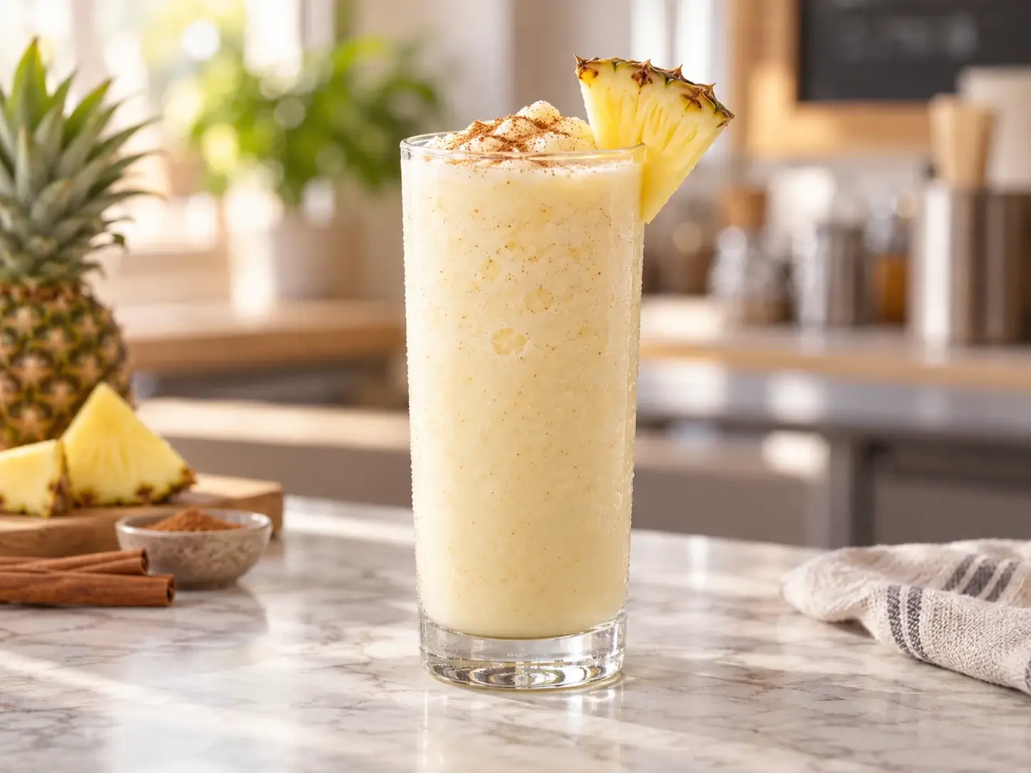 Smoothie de pina con horchata y pulpa Pulpamia para cafeterias