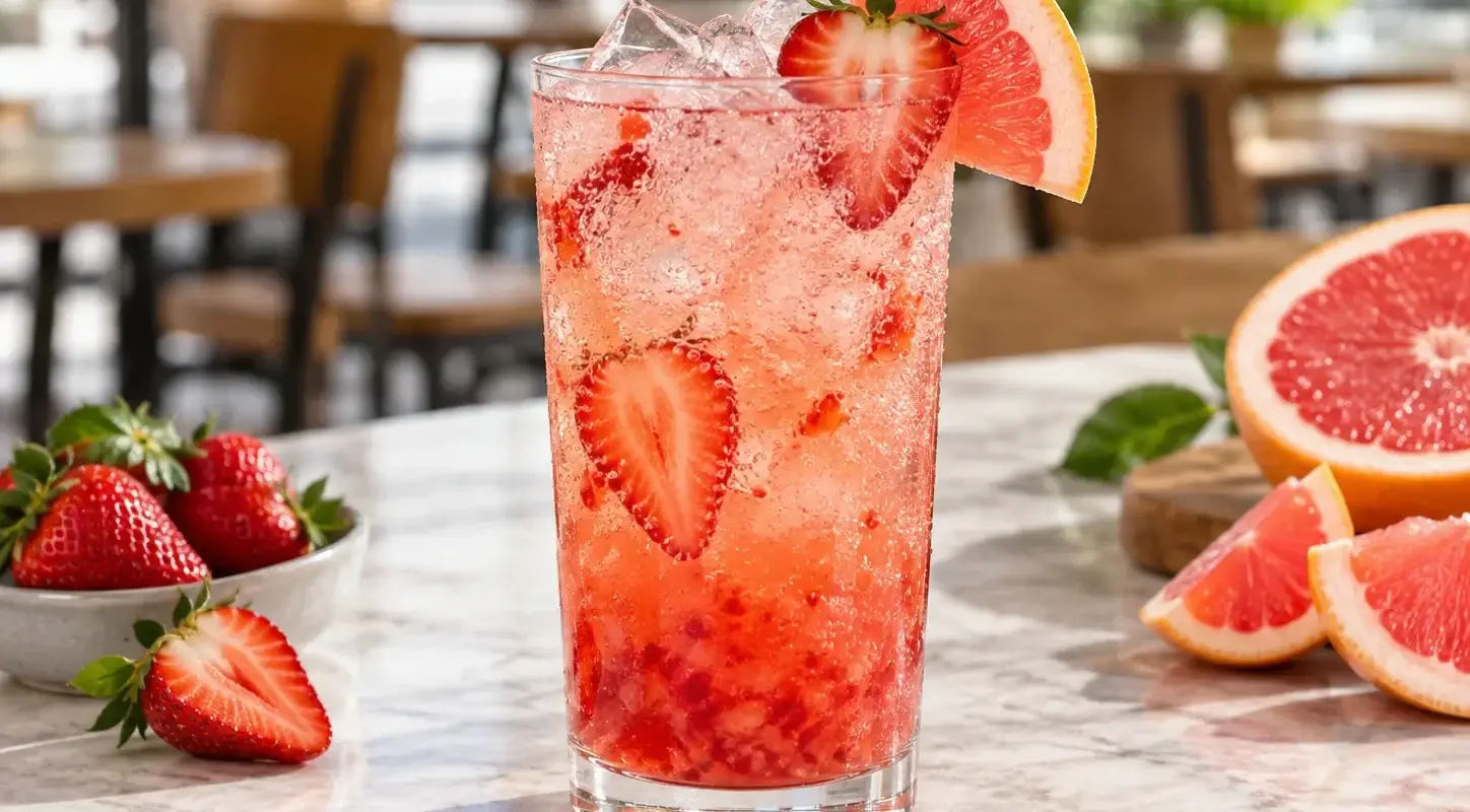 Soda de fresa con toronja y pulpa Pulpamia para restaurantes