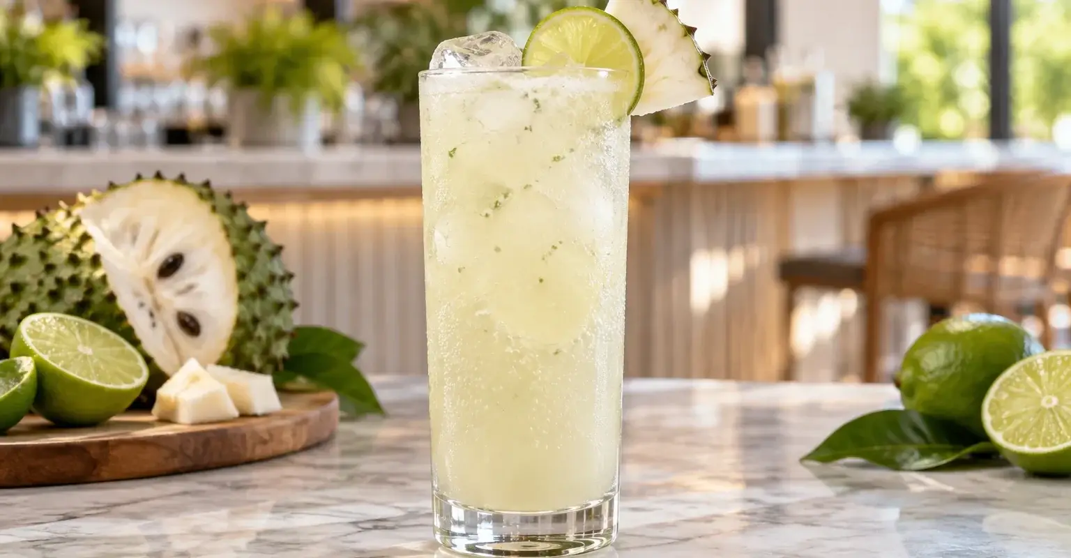 Soda de guanabana con limon y pulpa Pulpamia para restaurantes