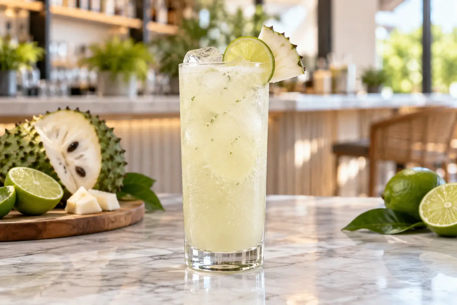 Soda de guanabana con limon y pulpa Pulpamia para restaurantes