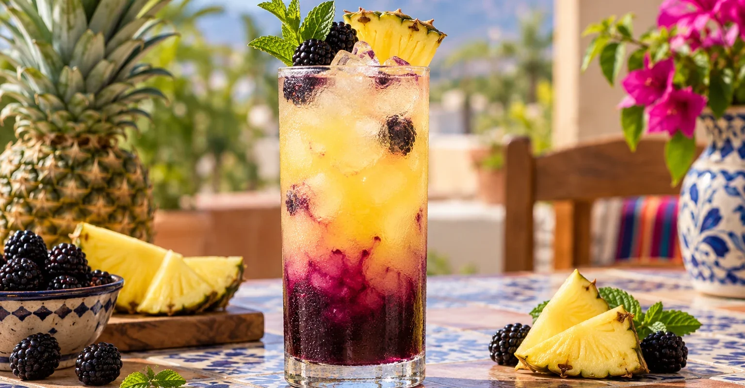 Limonada de pina con zarzamora y pulpa Pulpamia para restaurantes