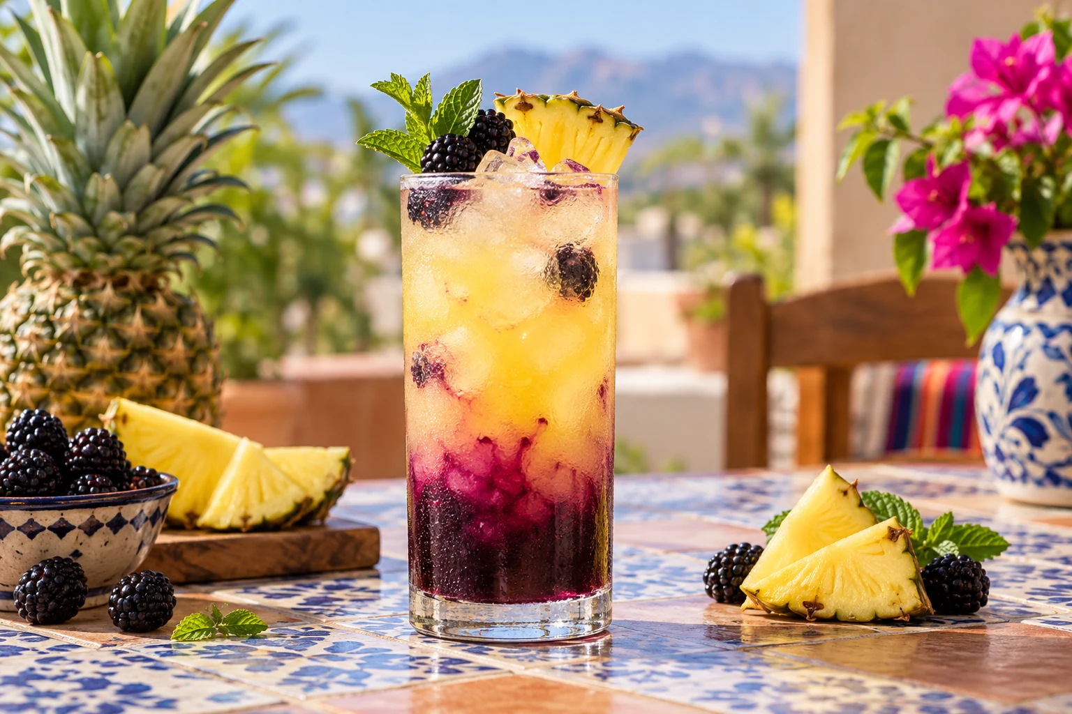 Limonada de pina con zarzamora y pulpa Pulpamia para restaurantes