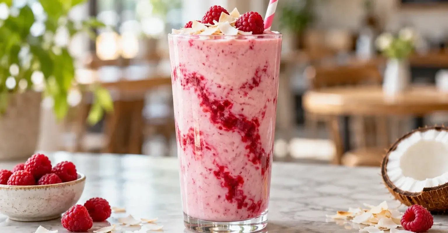 Smoothie de frambuesa con coco y pulpa Pulpamia para cafeterias